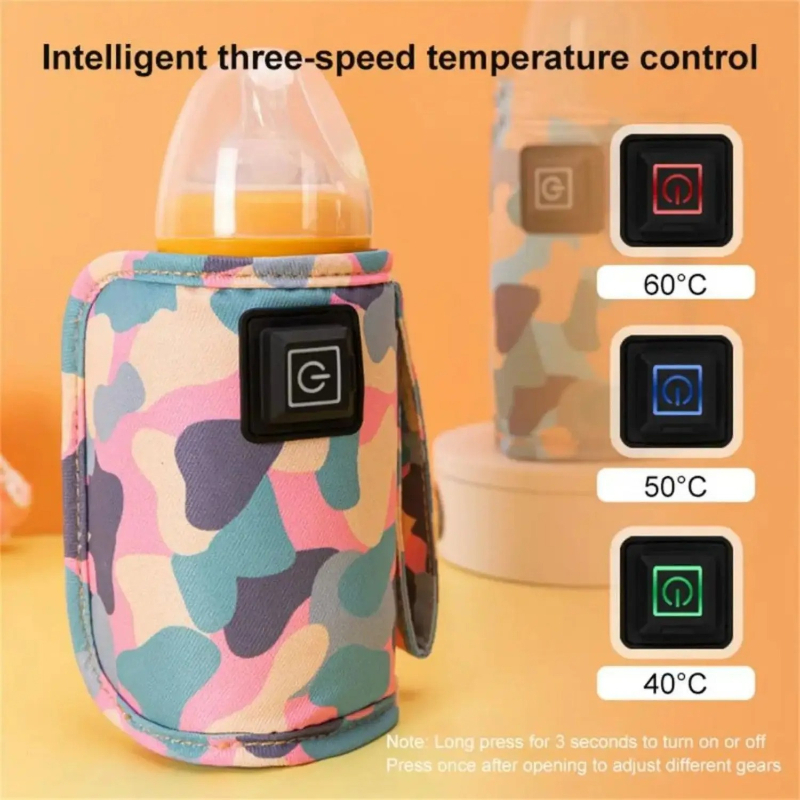 Baby Food For Travelling - กระเป๋าเก็บความร้อนสำหรับขวดนมเด็กแบบพกพา ใช้กับรถเข็นเด็ก พร้อมที่อุ่นนม/น้ำด้วยพอร์ต USB ปลอดภัยสำหรับเด็ก ใช้ได้ในฤดูหนาวกลางแจ้ง