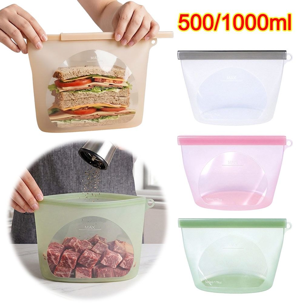 Food Pouch Reusable - ถุงซิลิโคนถนอมอาหาร ถุงบรรจุภัณฑ์อาหารกันความชื้น ถุงซิปล็อคแบบใช้ซ้ำได้ ถุงซีลแช่แข็งผลไม้