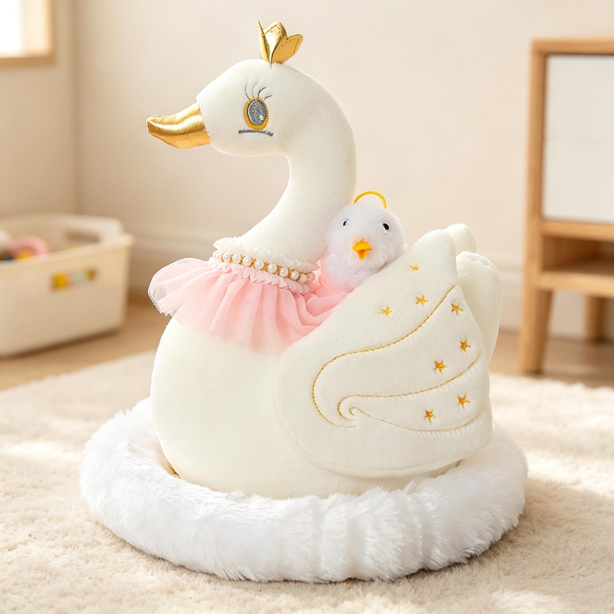 Baby Food Nestum - ตุ๊กตาครอบครัวหงส์จำลองสุดน่ารักพร้อมรัง ของเล่นตุ๊กตาสัตว์นุ่มนิ่ม ของตกแต่งสำหรับแม่ลูก ของขวัญวันเกิดสำหรับเด็กชายและเด็กหญิง
