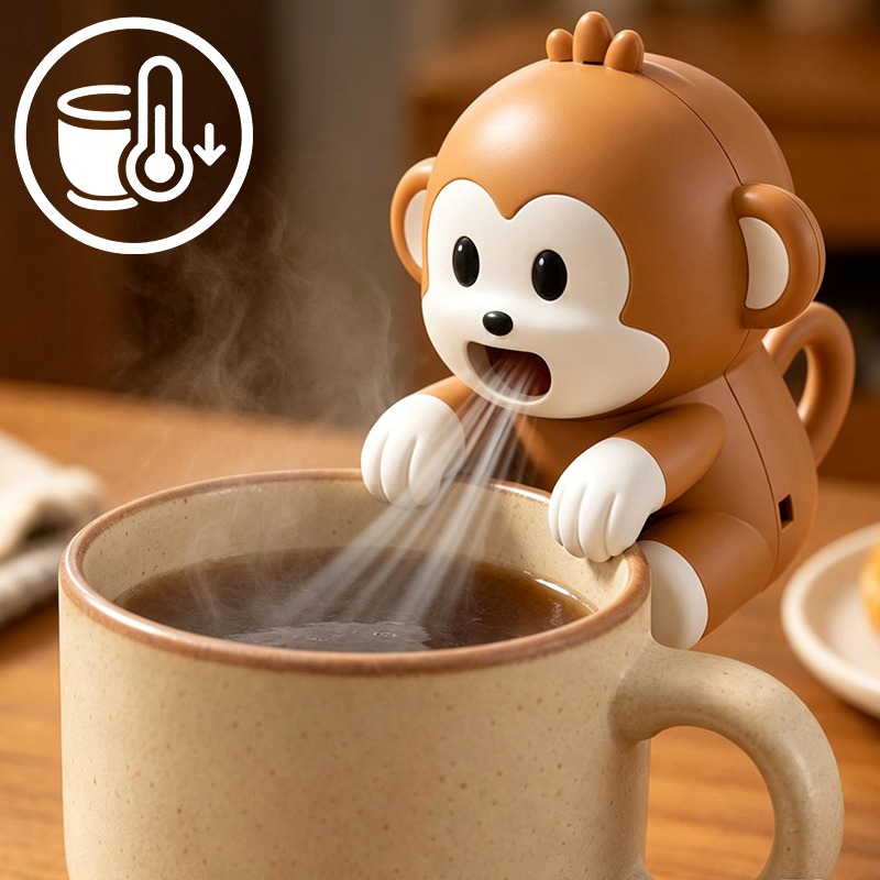 Baby Food For Travelling - พัดลมระบายความร้อนรูปทรงลิงแบบพกพา ชาร์จผ่าน USB ปรับความเร็วได้ 3 ระดับ