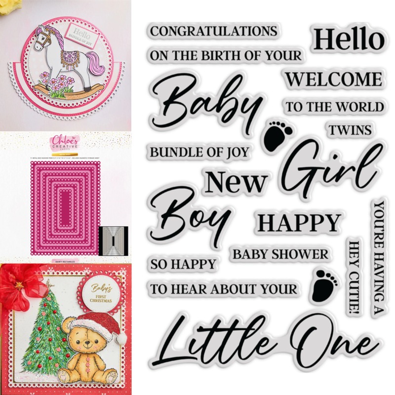 Baby Food Plan - แม่พิมพ์ตัดโลหะรูปกระต่ายพร้อมเสียงเขย่า สำหรับเด็กผู้หญิง พร้อมแสตมป์ DIY สำหรับทำการ์ด สมุดภาพ