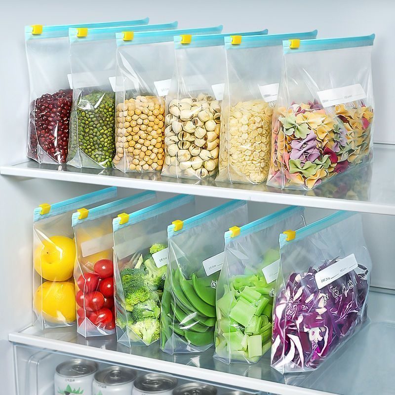 Food Pouch Reusable - ถุงเก็บอาหารแบบมีซิปเลื่อน 100 ชิ้น สำหรับแช่แข็ง มีฐานตั้งได้ ใช้ซ้ำได้