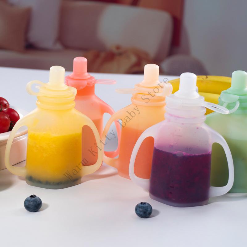 Baby Food Vegetables - XXFE 110ML ภาชนะบรรจุอาหารเด็กขนาดใหญ่ความจุซิลิโคนอาหารน้ำซุปข้นกระเป๋านำกลับมาใช้ใหม่สำหรับผู้ปกครอง TRAVEL