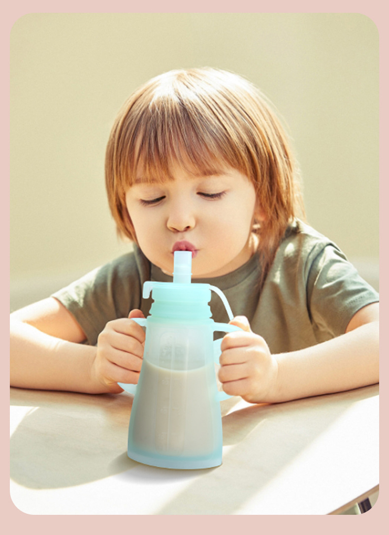Food Pouch Reusable - ถุงเก็บน้ำนมซิลิโคนแบบใช้ซ้ำได้ ป้องกันการรั่วซึม ใช้สำหรับเก็บน้ำผลไม้ ปลอดสาร BPA สำหรับขวดเก็บอาหารเด็ก
