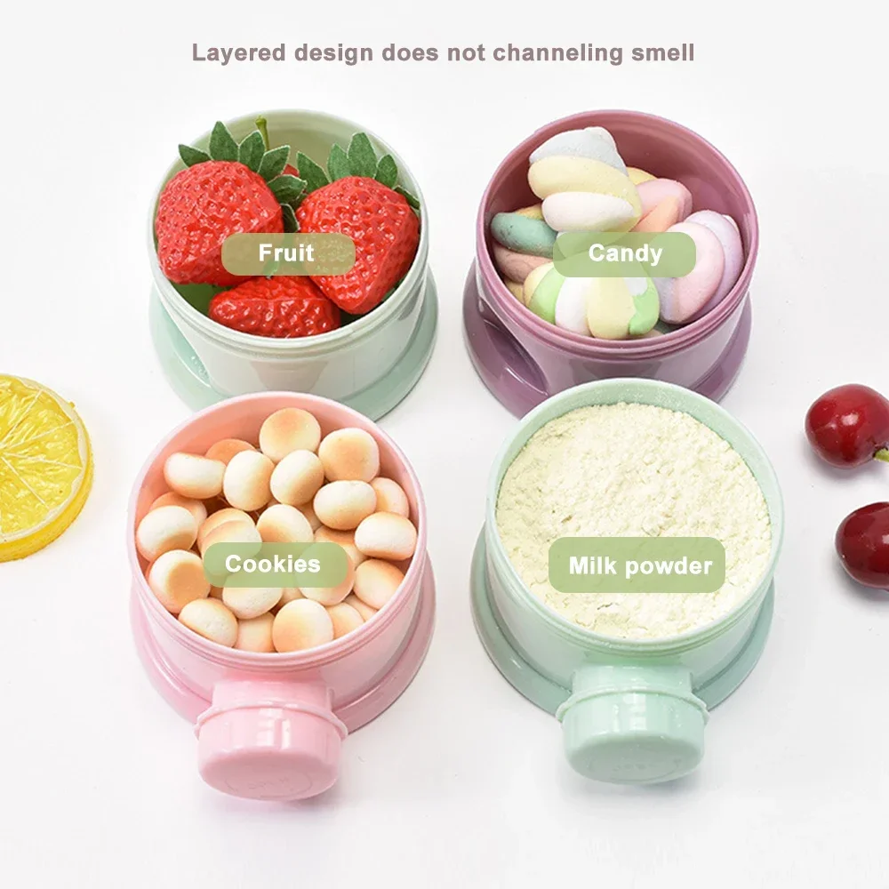 Baby Food For Travelling - กล่องเก็บนมผงเด็ก 4 ชั้น กล่องเก็บหลายชั้น พกพาสะดวกสำหรับการเดินทาง ภาชนะใส่นมผงเด็กแบบพกพา
