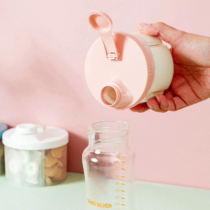 Baby Food Delivery - กล่องเก็บอาหารเด็กแบบพกพา ใช้ซ้ำได้ ถ้วยใส่ขนม 4 ช่อง กล่องแบ่งนมผงสำหรับทารกแรกเกิด