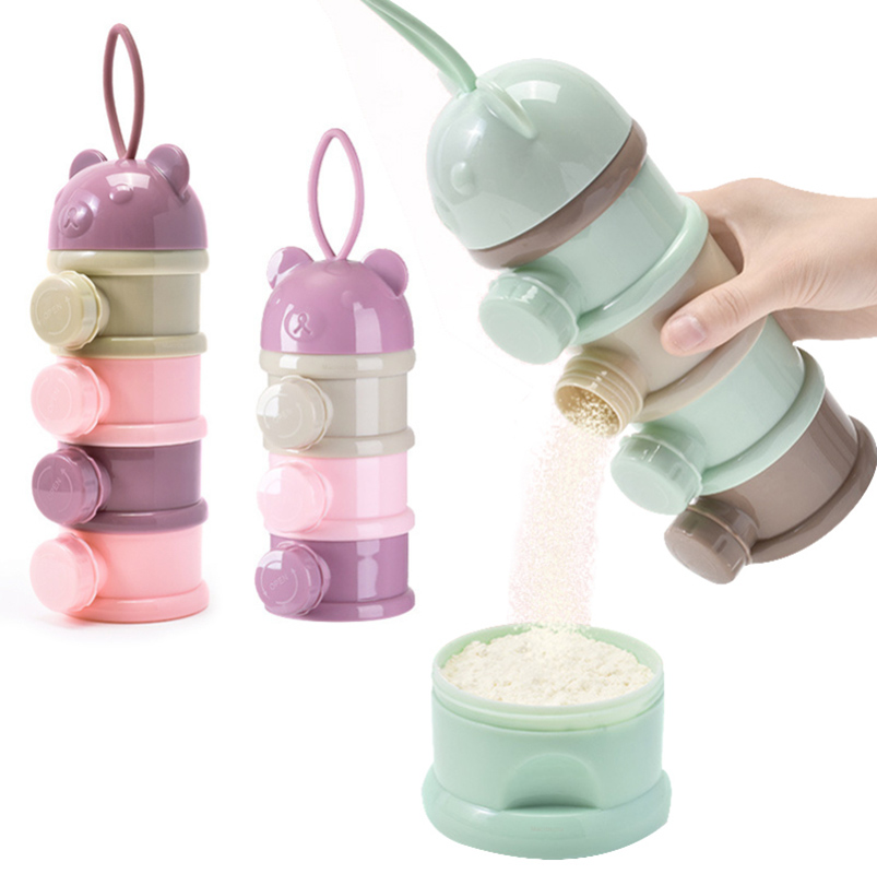 Baby Food Delivery - เก็บสาม/สี่ชั้นภาชนะบรรจุอาหารแบบพกพาผงนมผงกล่องเครื่องจ่ายทนต่อการรั่วไหลเหมาะสําหรับ 1 ถึง 6 ปี
