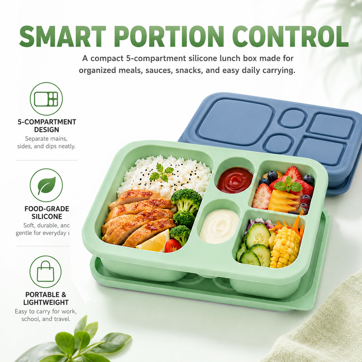 กล่องอาหารกลางวันซิลิโคนแบบพกพ - Baby Food Plan บทวิจารณ์และราคา