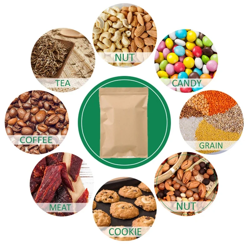 100PCS กระดาษคราฟท์สีน้ำตาลซิป - Food Pouch Reusable บทวิจารณ์และราคา