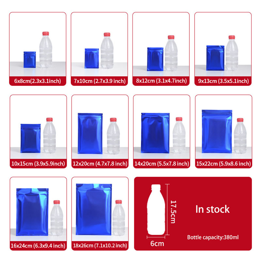 100 ชิ้น ถุงซิปฟอยล์สีน้ำเงินด - Food Pouch Reusable บทวิจารณ์และราคา